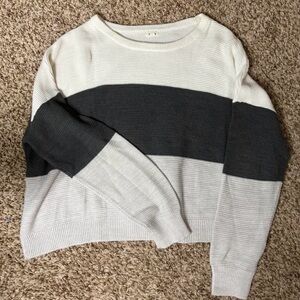 Garage Grey and White Striped Sweater